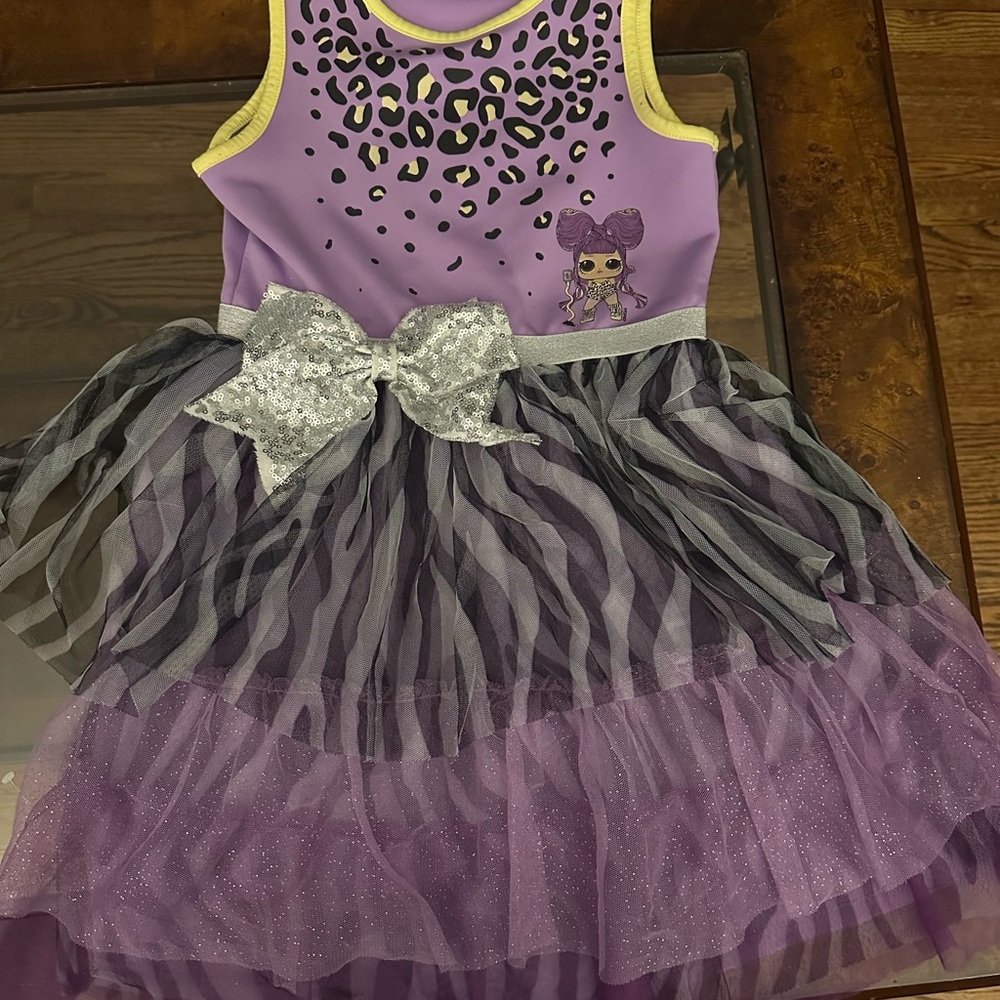 Elegant Purple and Silver Dance Dress with Tulle Layers